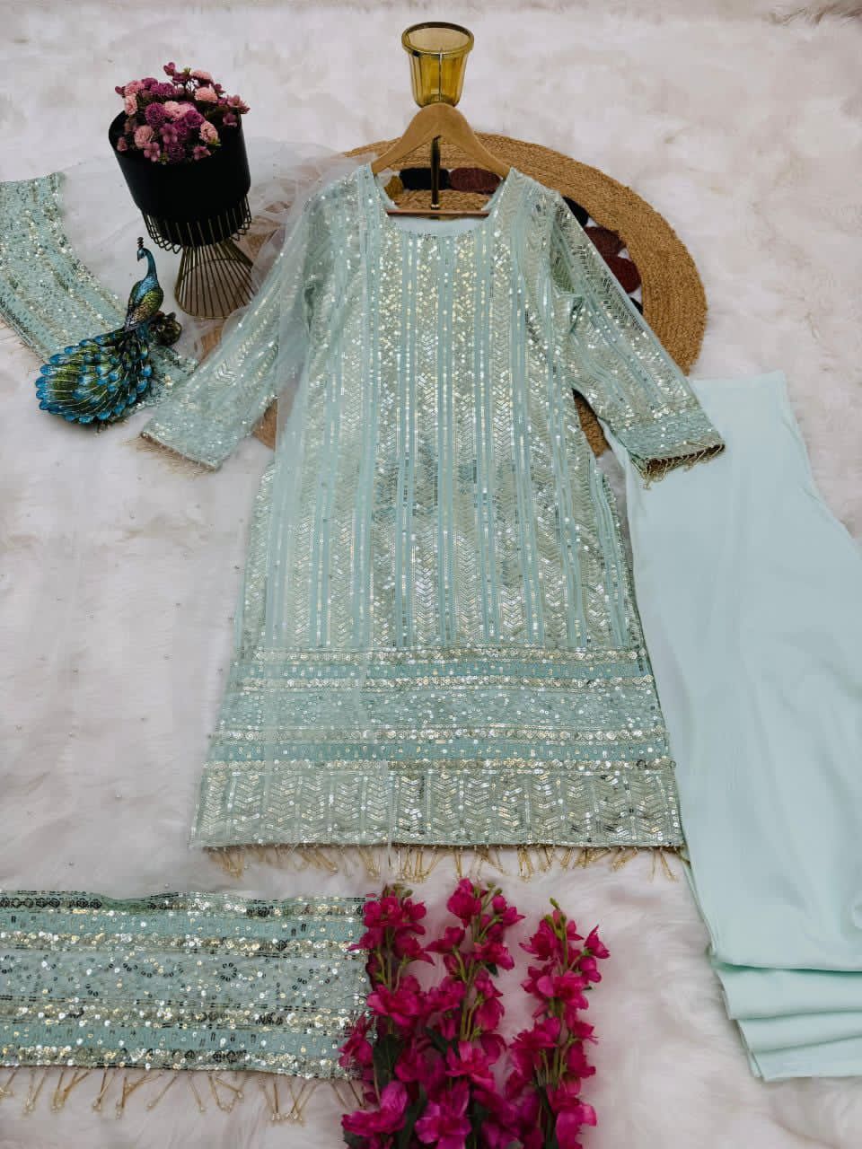 Designer Party Sharara Suit and Dupatta Set