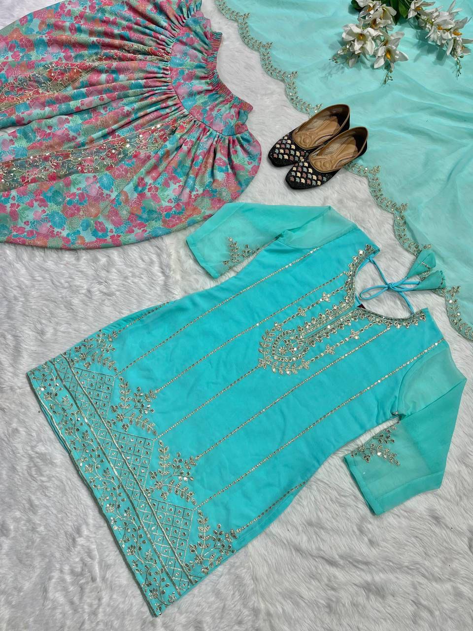 Designer Dhoti Salwar and Dupatta