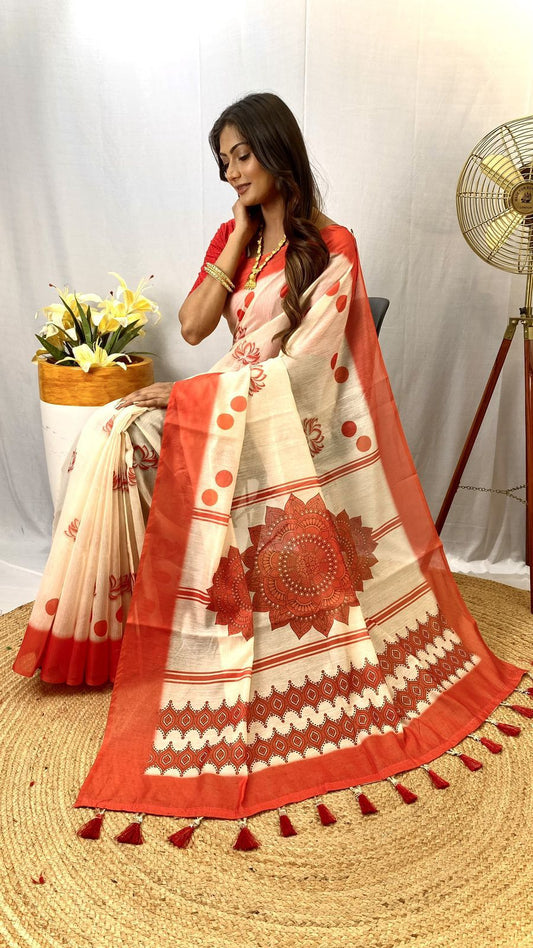 Durga Pooja Chanderi Saree