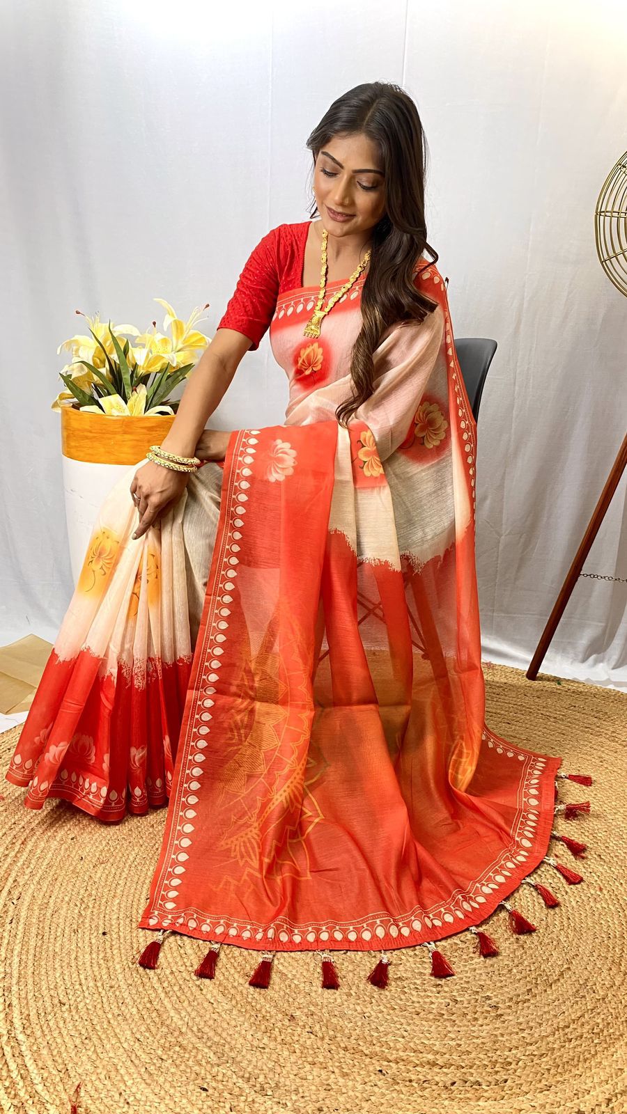 Durga Pooja Chanderi Saree