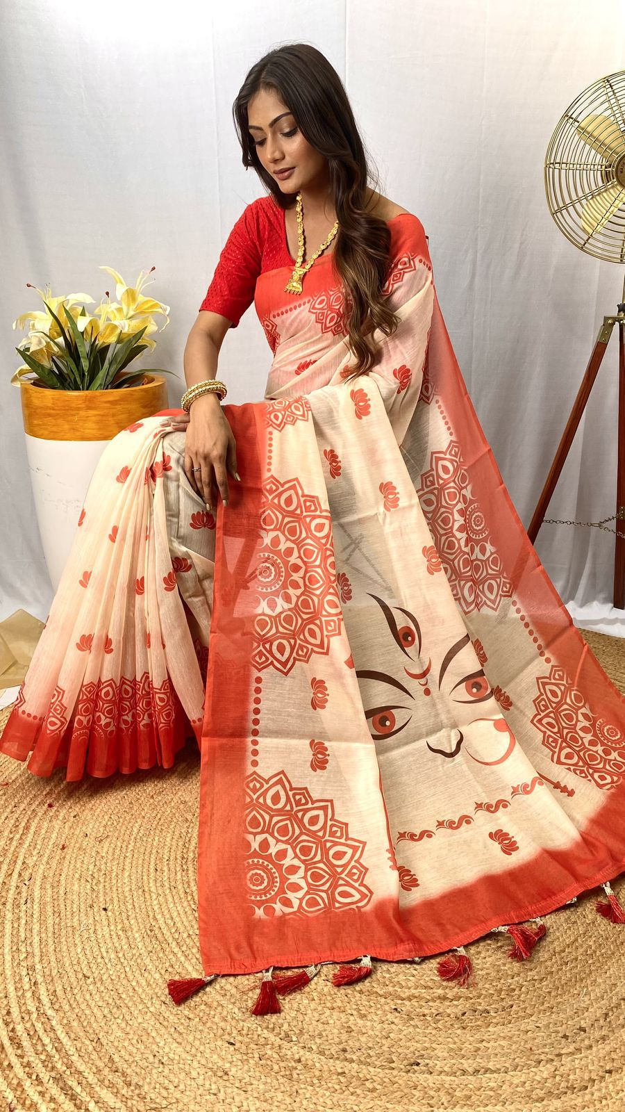 Durga Pooja Chanderi Saree