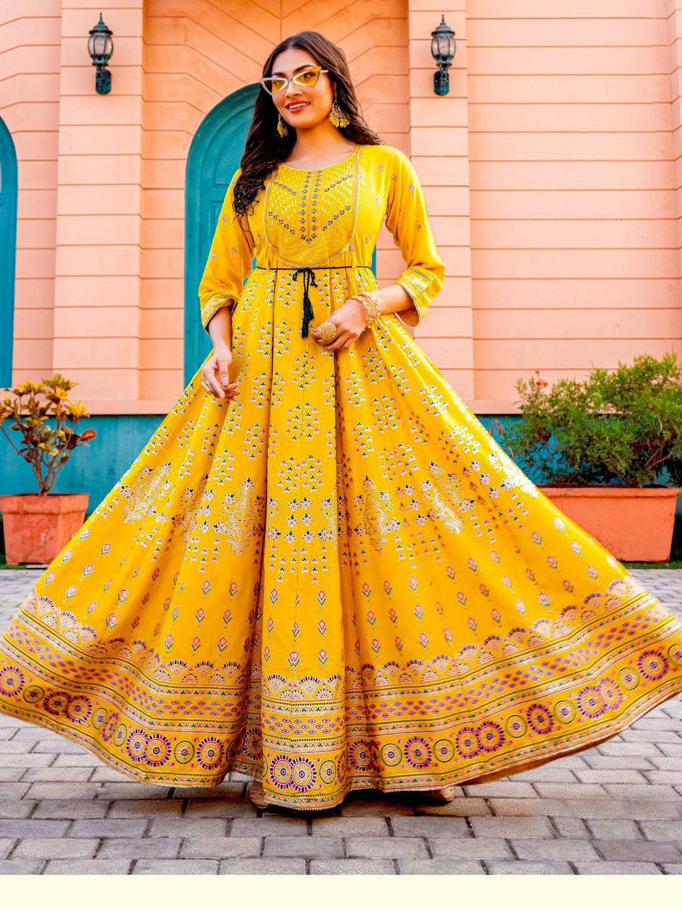 Yellow beautiful Anarkali