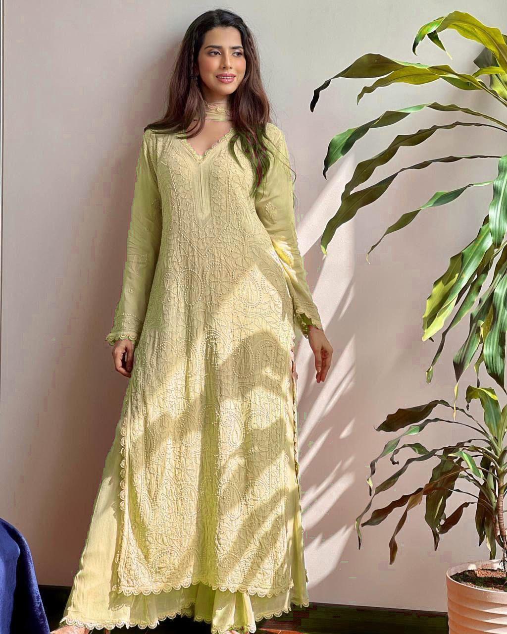 Embroidered Georgette Suit with Plazzo